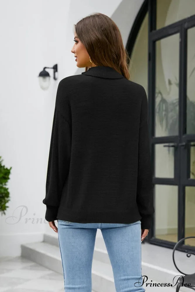 Mock with Dropped and Neck Sweater Arm Long Shoulder