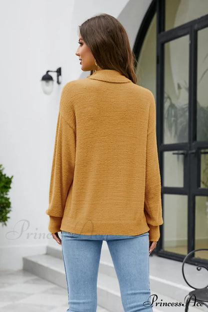 Mock with Dropped and Neck Sweater Arm Long Shoulder