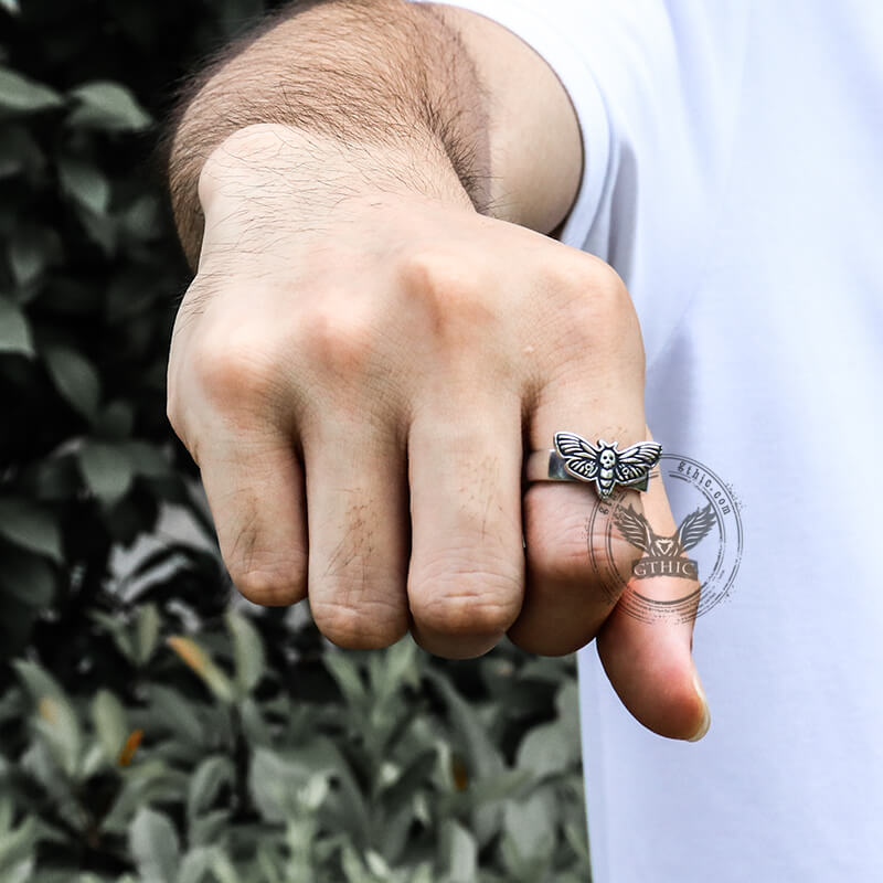 Moth Skull Stainless Steel Animal Ring