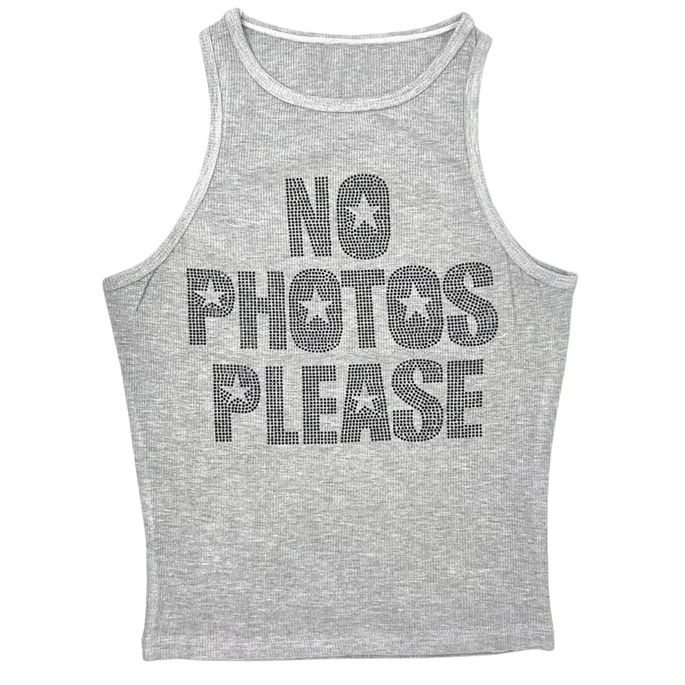 No Photos Please Rhinestone Tank Top