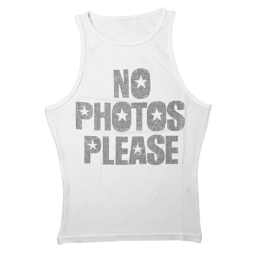 No Photos Please Rhinestone Tank Top