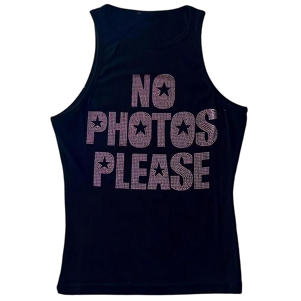 No Photos Please Rhinestone Tank Top