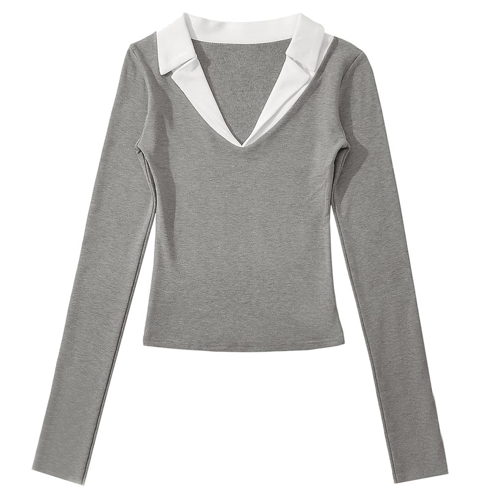 Office Siren V-Neck Long Sleeve Top