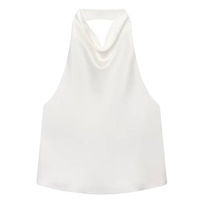 Old Money Satin Halter Top