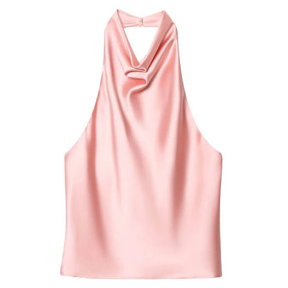 Old Money Satin Halter Top