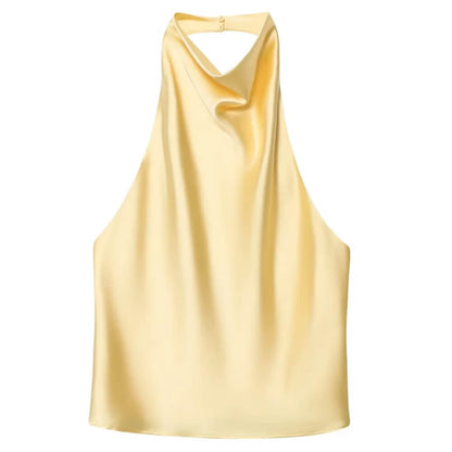 Old Money Satin Halter Top