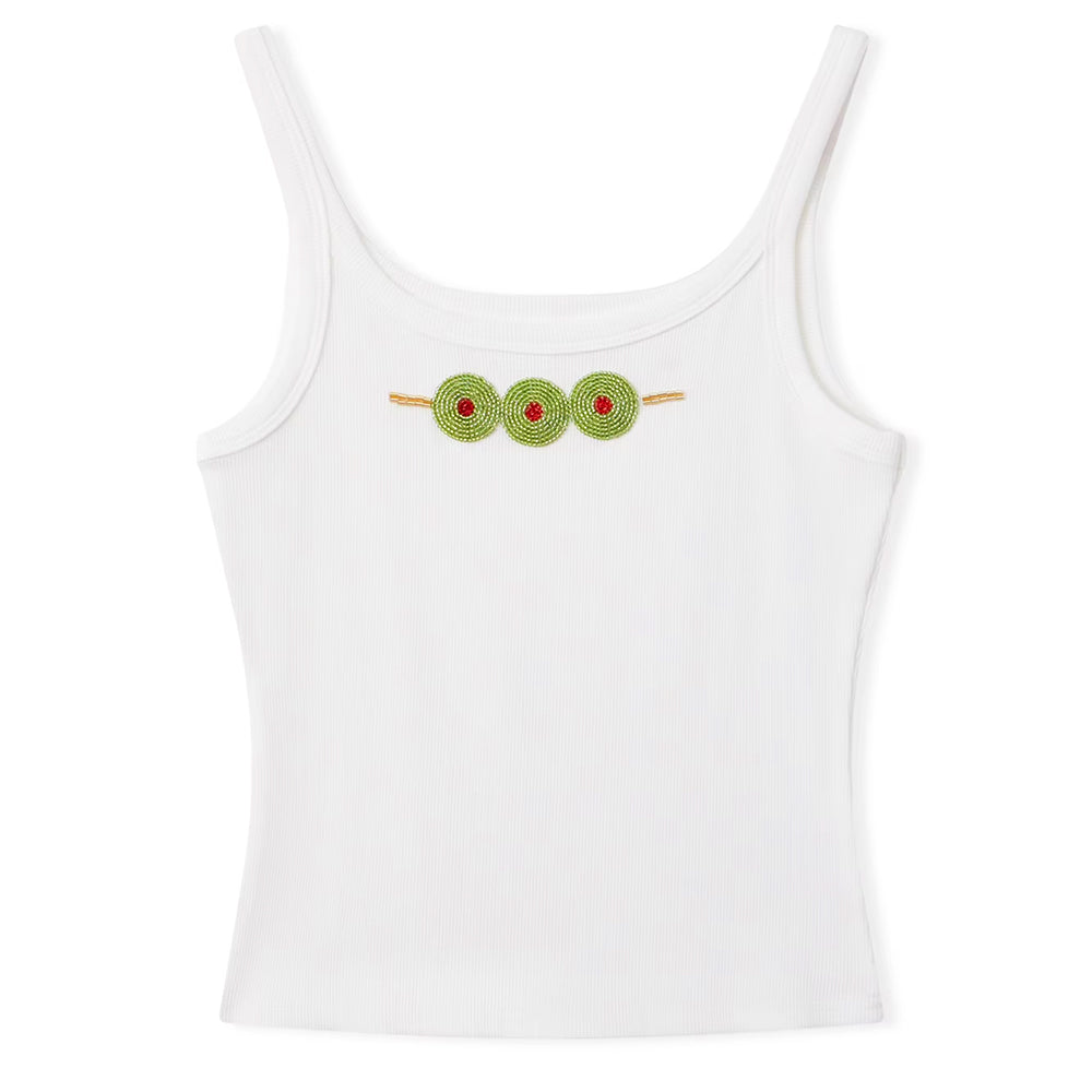 Olive Skewer Beaded Tank Top