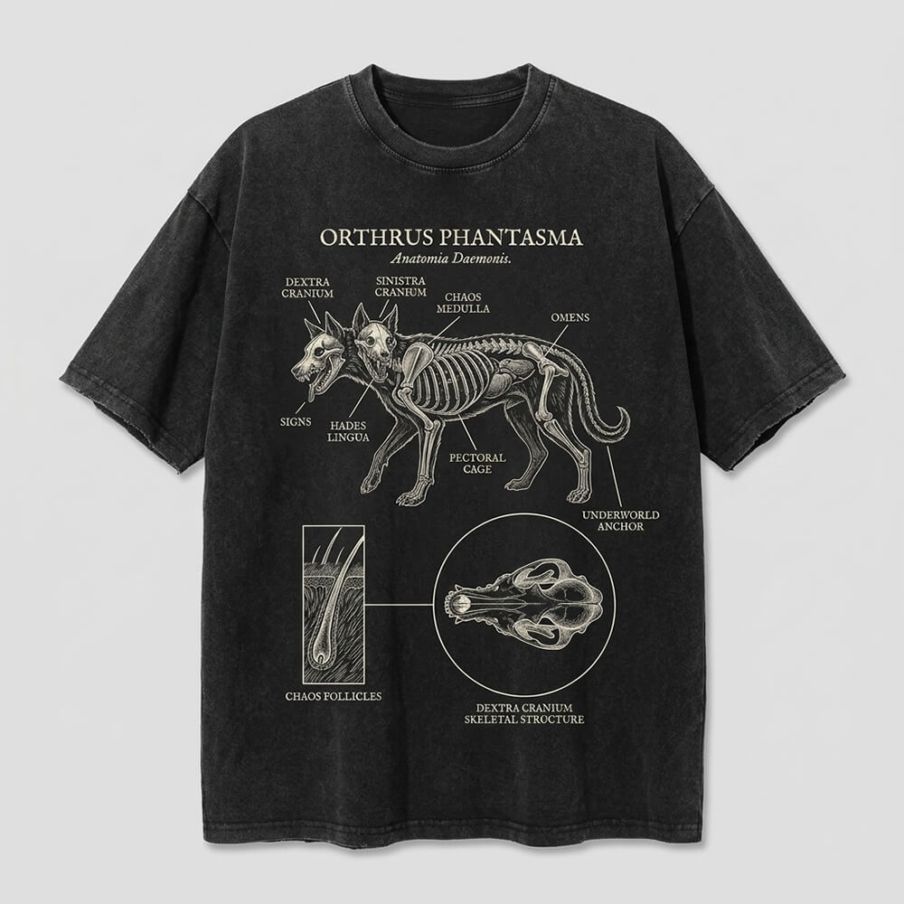 Orthrus Phantasma Anatomy Graphic Vintage Washed T-shirt