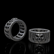 Out Of The Cage Sterling Silver Skull Ring