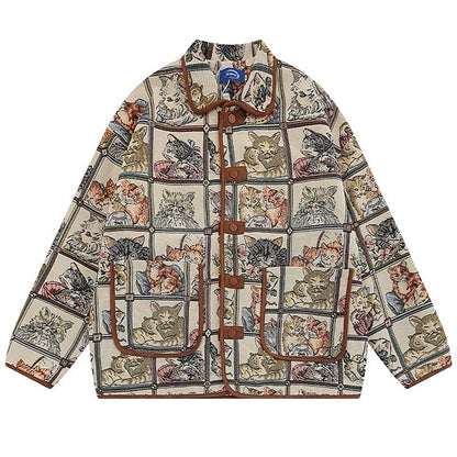 Oversized Cat Print Jacket