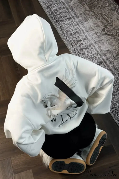Oversized Slouchy Print Relaxed Hoodie