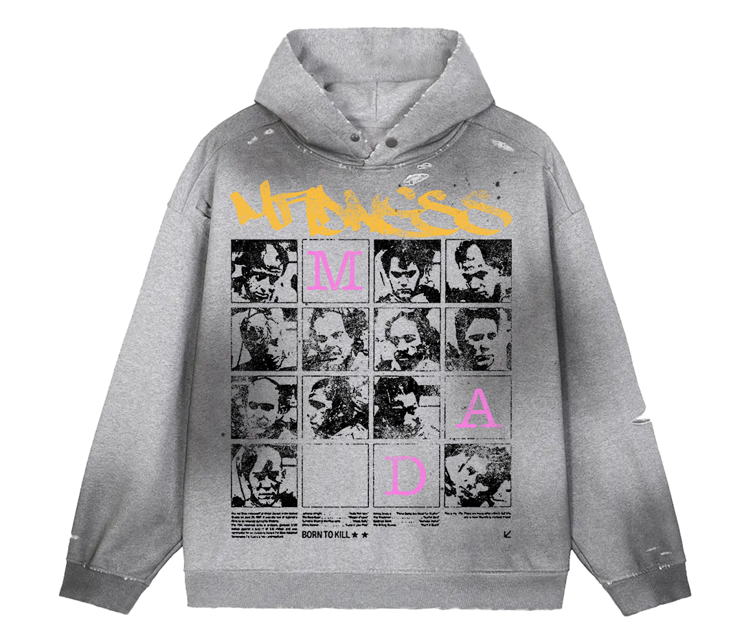 Split Persona Faded Distress Hoodie