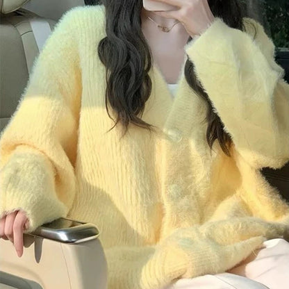 Pastel Yellow Fuzzy Cardigan