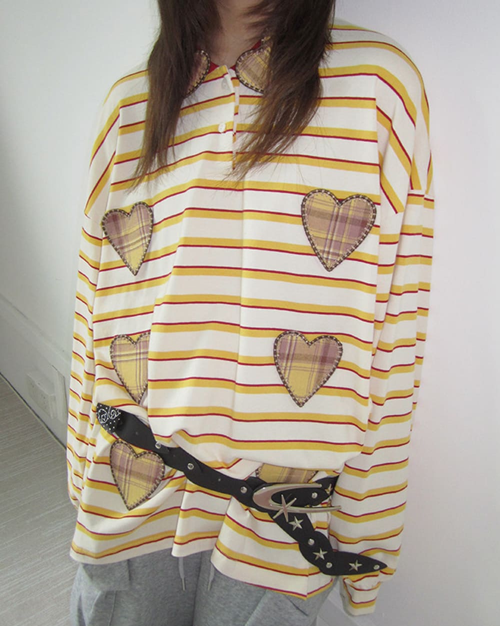 Patchwork Rugby Striped Long Sleeve Top