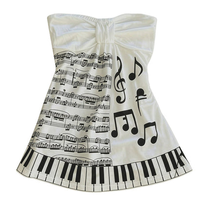 Piano Print Strapless Tube Top