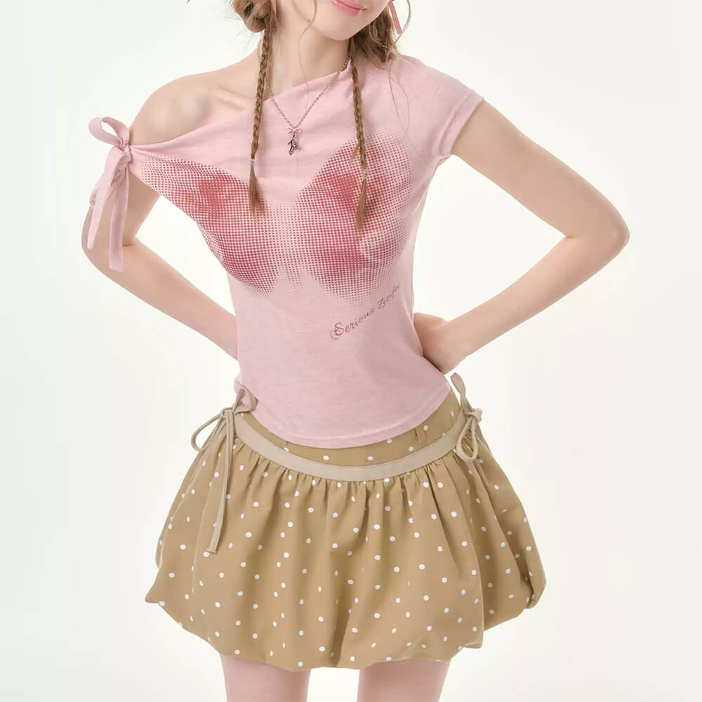 Pink Butterfly Asymmetrical Top