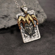Poker Joker Sterling Silver Skull Pendant