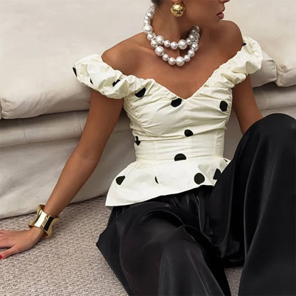 Polka Dot Ruffle Top