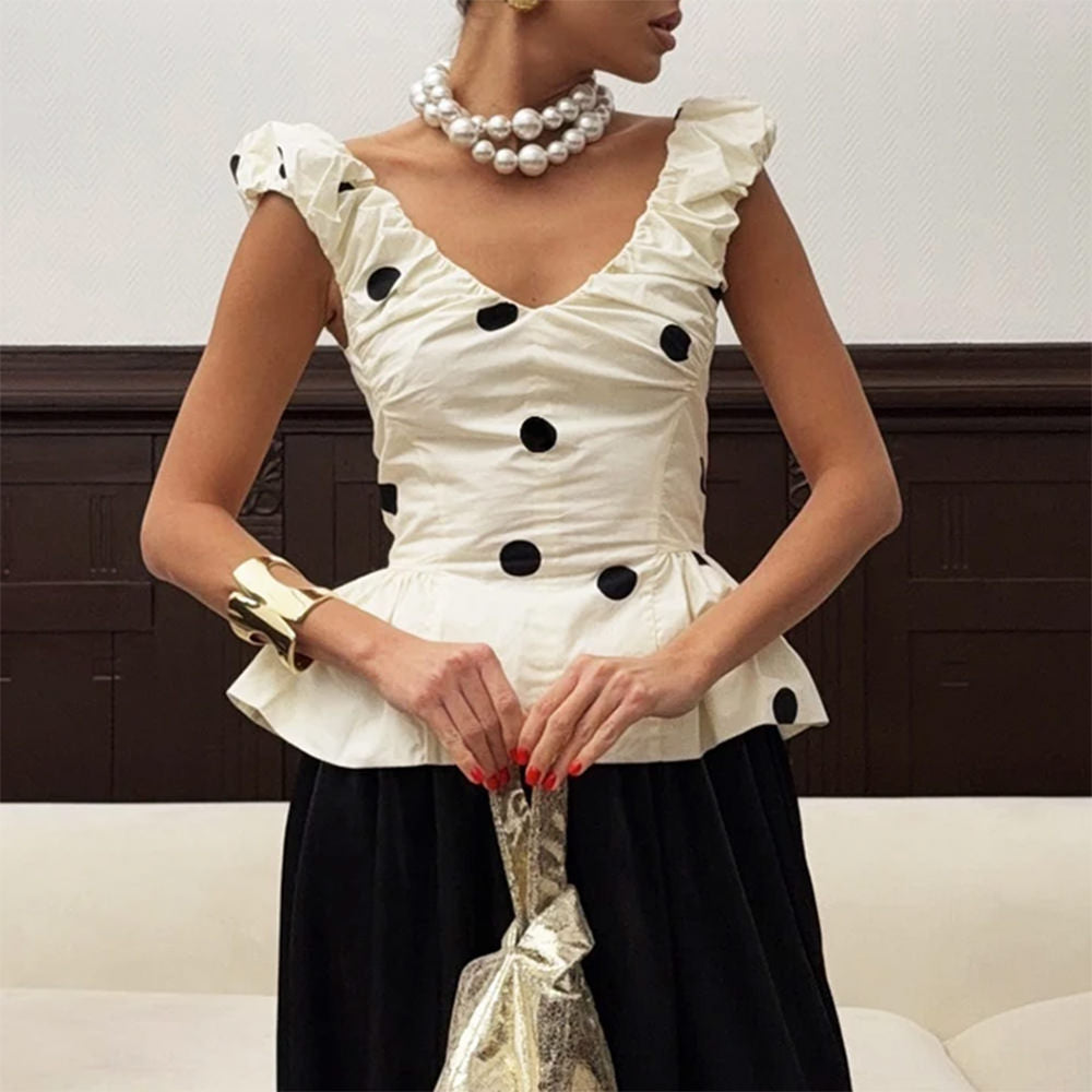 Polka Dot Ruffle Top
