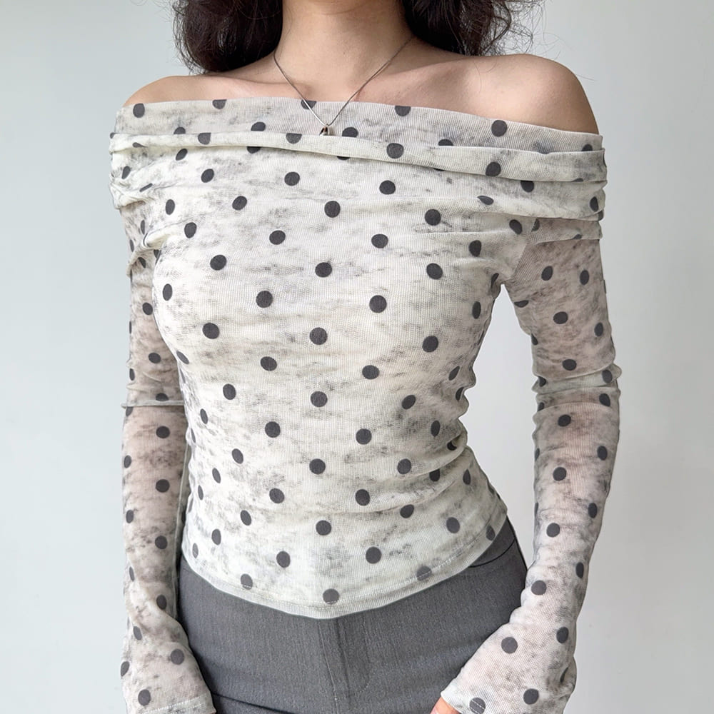 Polka Dot Off Shoulder Bardot Top