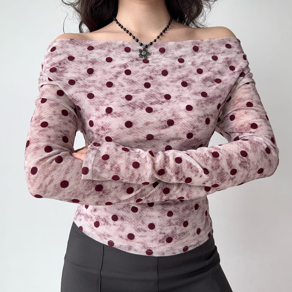 Polka Dot Off Shoulder Bardot Top
