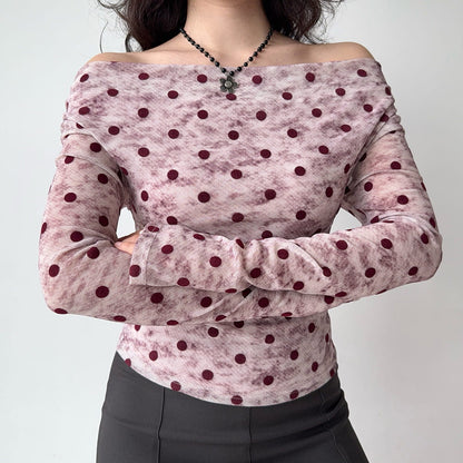Polka Dot Off Shoulder Bardot Top