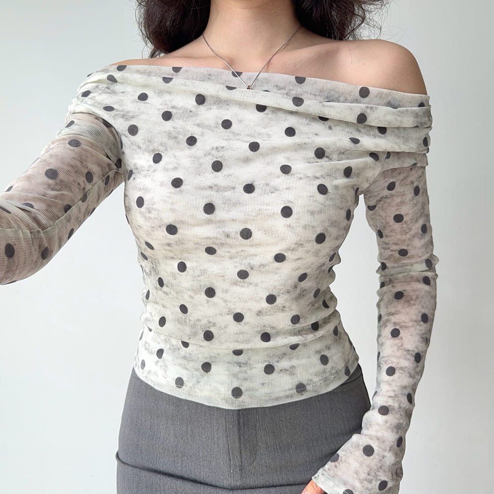 Polka Dot Off Shoulder Bardot Top