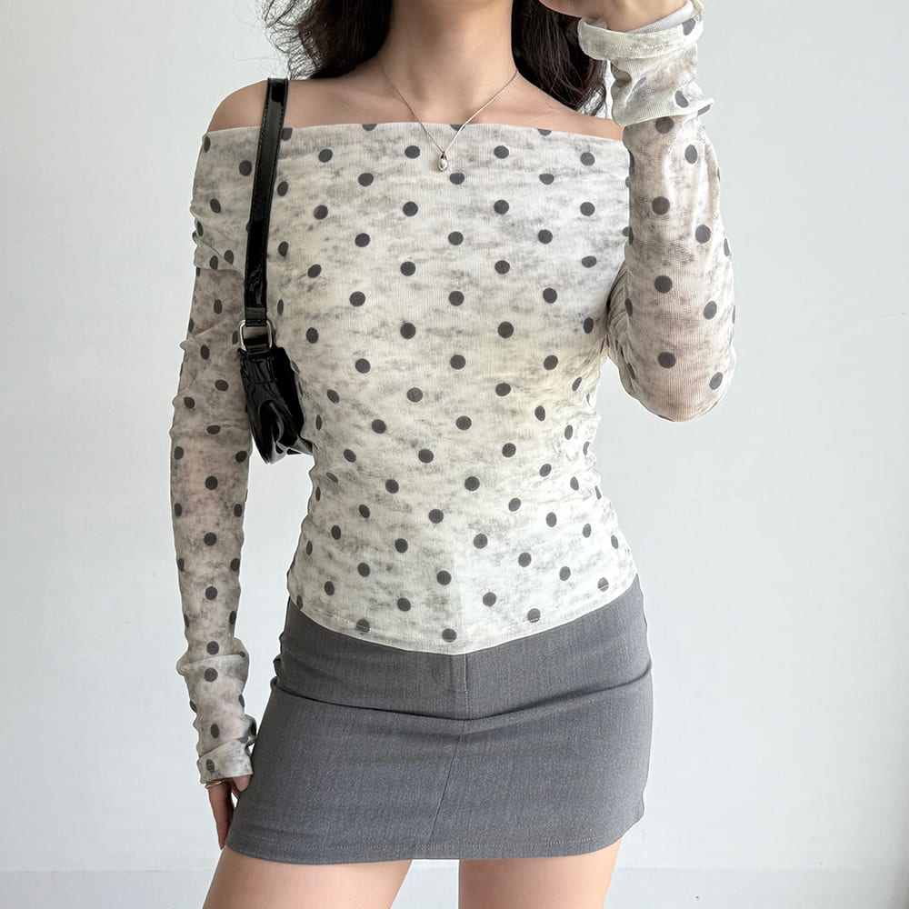 Polka Dot Off Shoulder Bardot Top