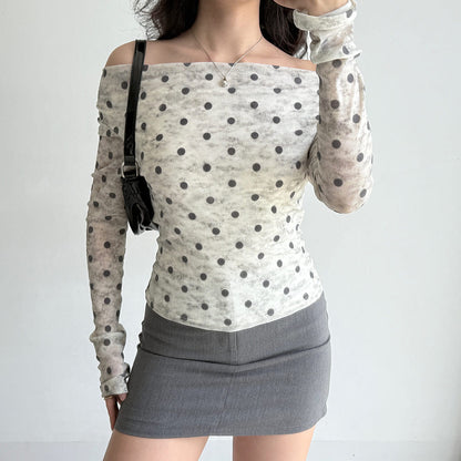 Polka Dot Off Shoulder Bardot Top