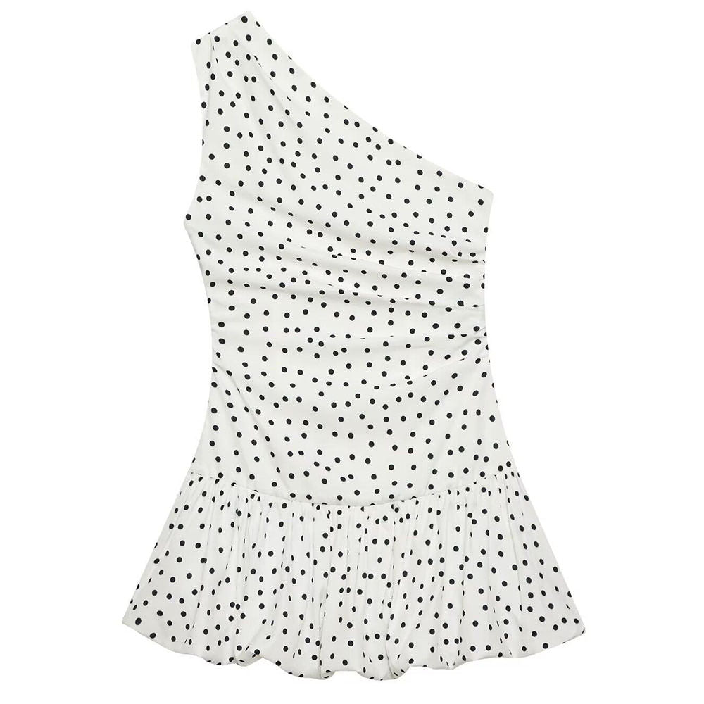 Polka Dot One Shoulder Ruffle Top