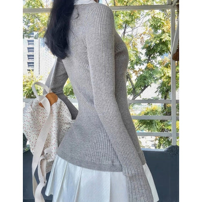Preppy Style Pleated Knit Dress