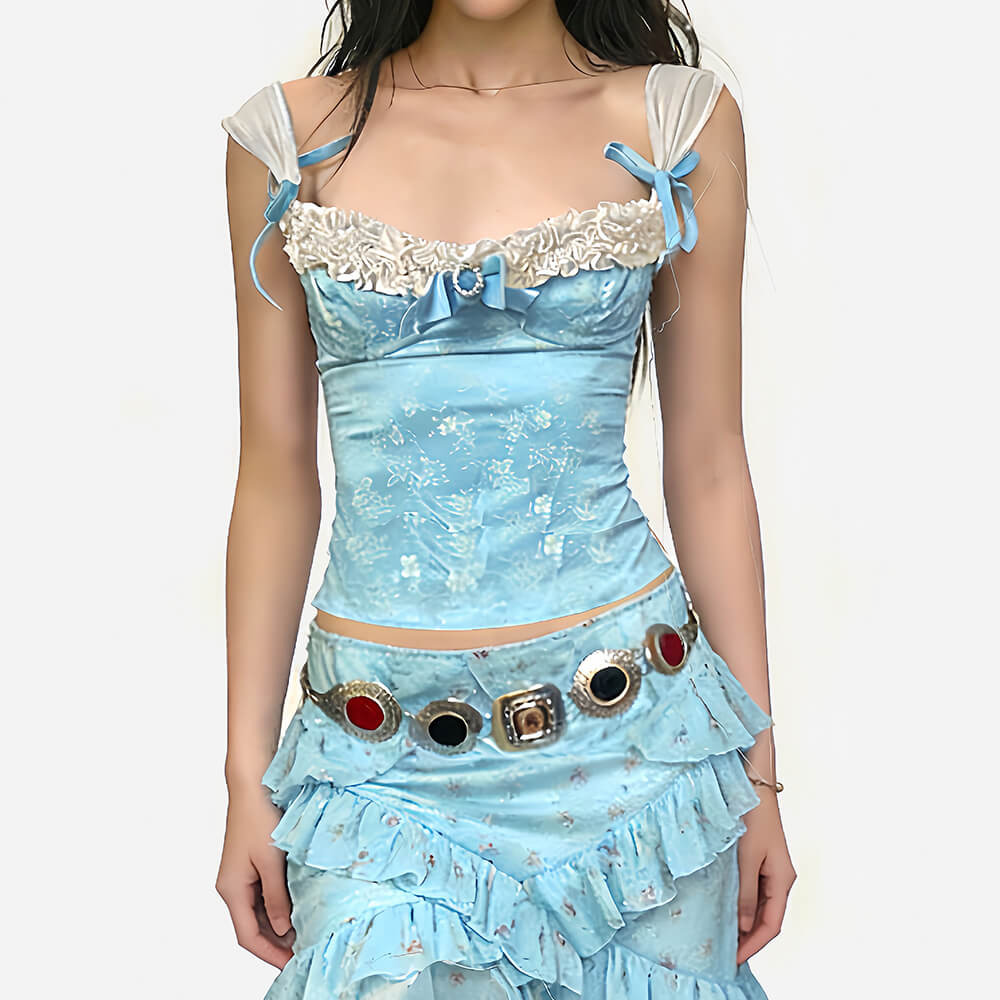 Princess Lace Cami Top in Blue
