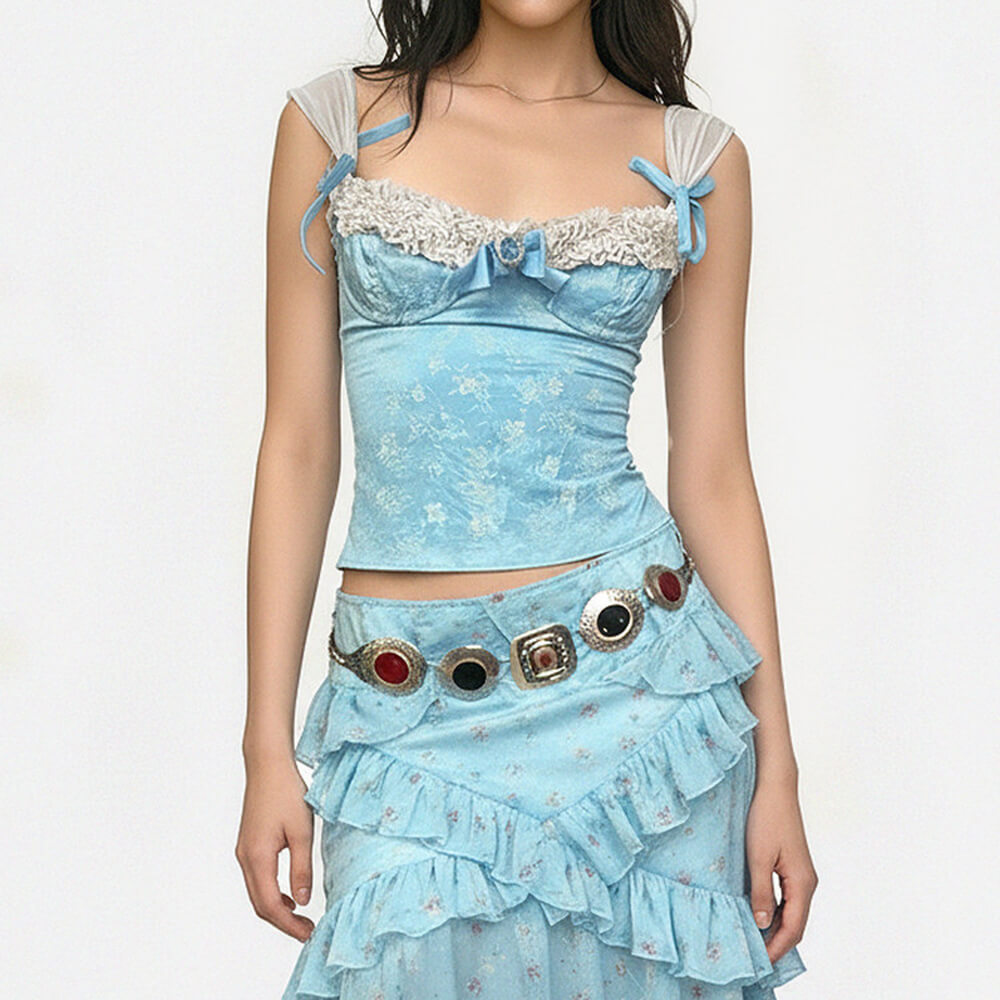Princess Lace Cami Top in Blue