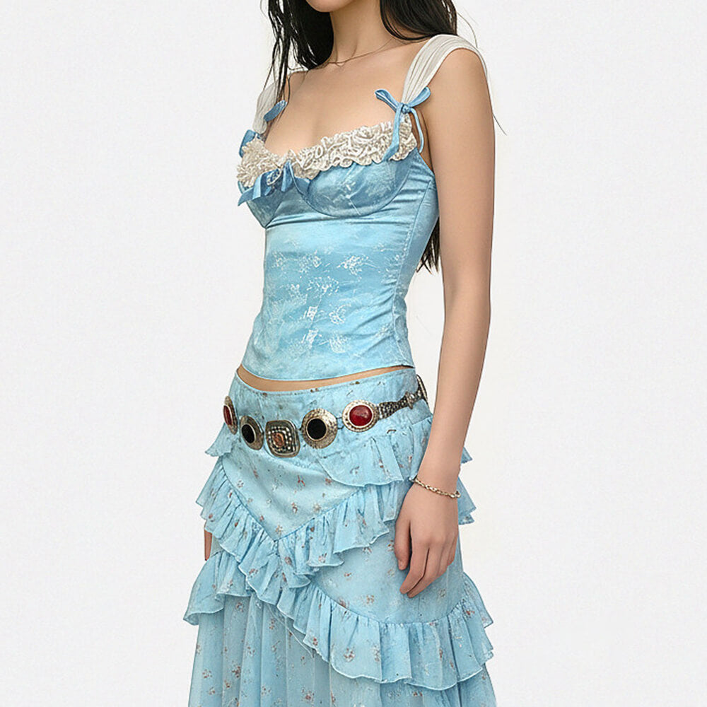 Princess Lace Cami Top in Blue