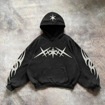 Punk Hip-Hop Embroidered Hoodie