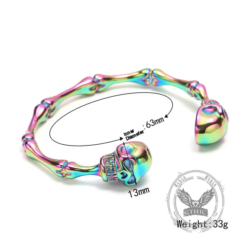 Punk Bones Joints Stainless Steel Skull Open Bracelet