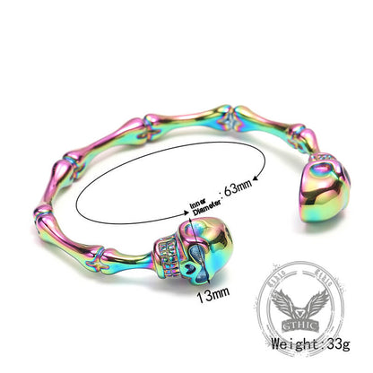 Punk Bones Joints Stainless Steel Skull Open Bracelet