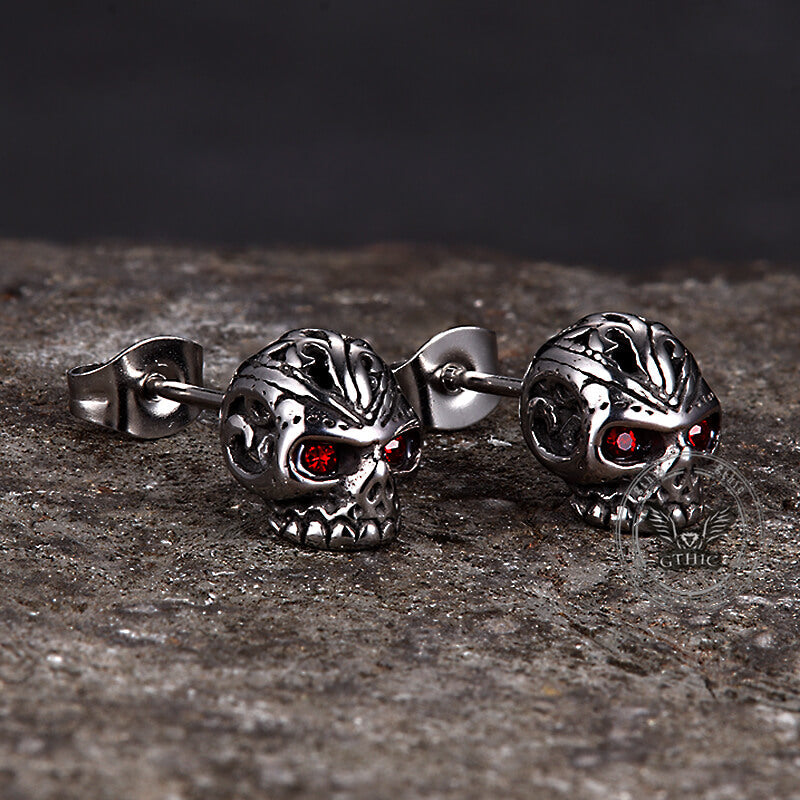 Punk Gem Eye Skull Stainless Steel Earrings