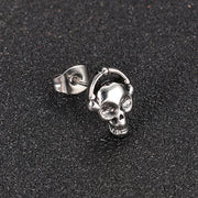 Punk Headphones Skull Stainless Steel Stud Earrings