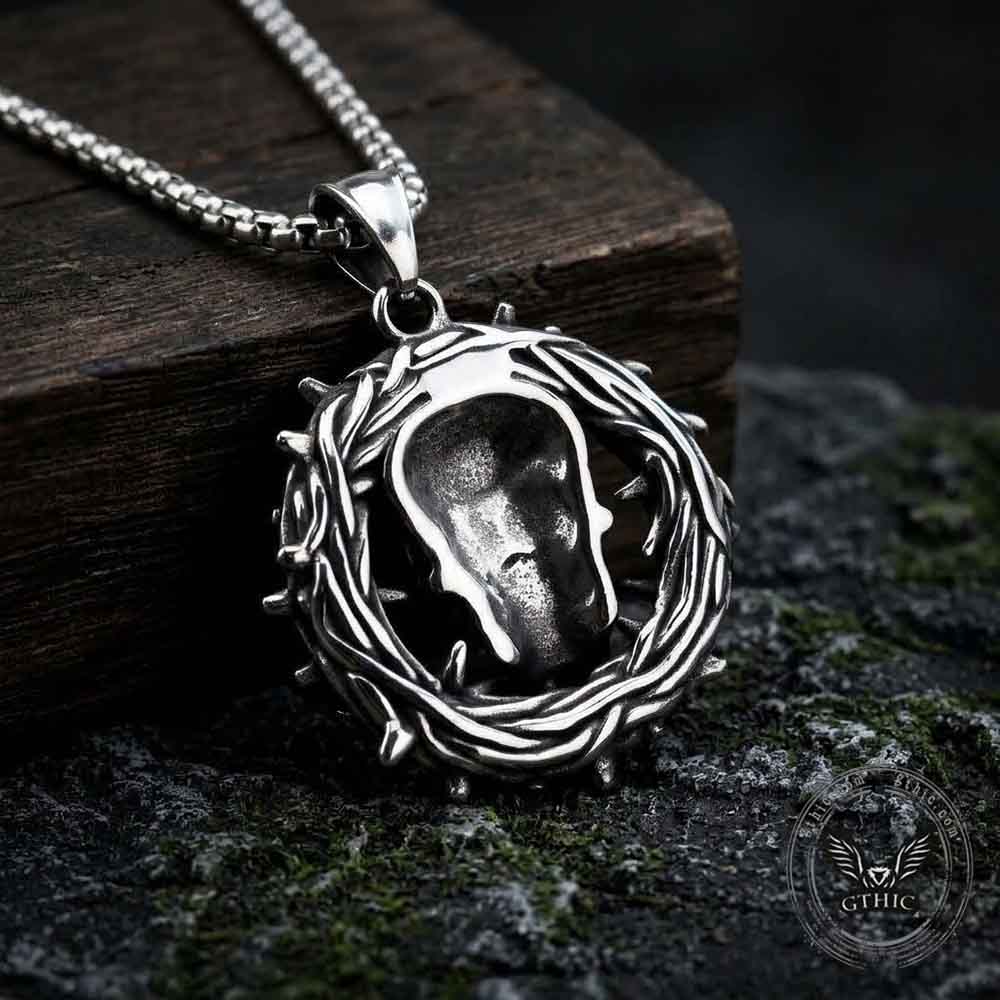 Punk Hollow Thorn Skull Stainless Steel Pendant