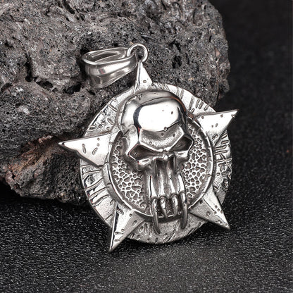 Punk Pentagram Skull Stainless Steel Pendant
