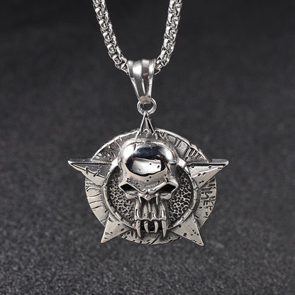Punk Pentagram Skull Stainless Steel Pendant