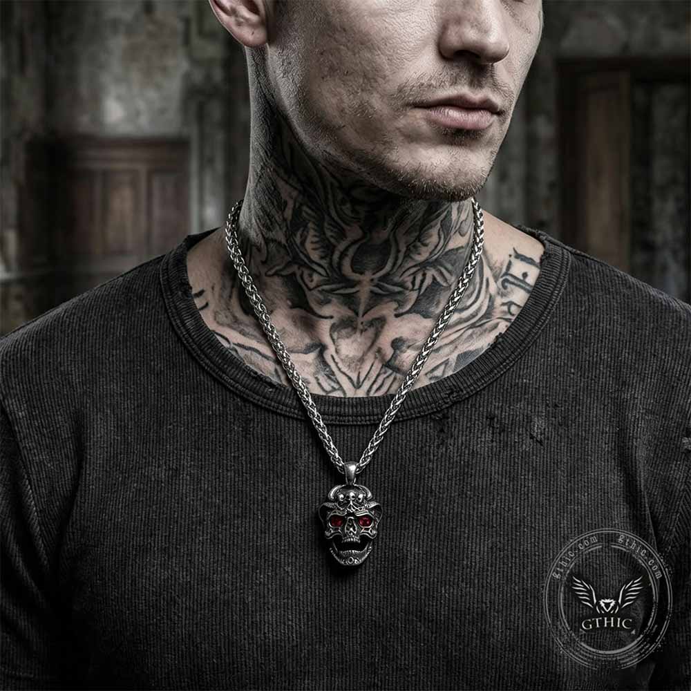 Punk Red Eye Skull Head Stainless Steel Pendant