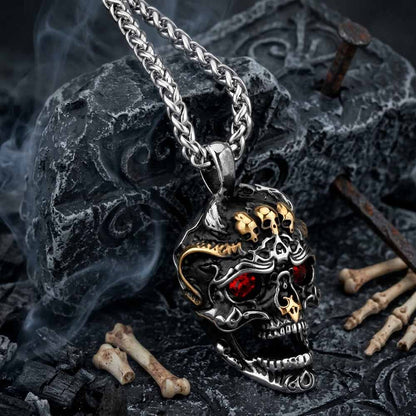 Punk Red Eye Skull Head Stainless Steel Pendant