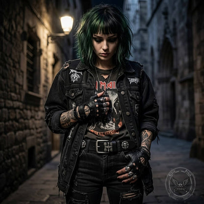 Punk Skull And Cross Genuine Leather Belt