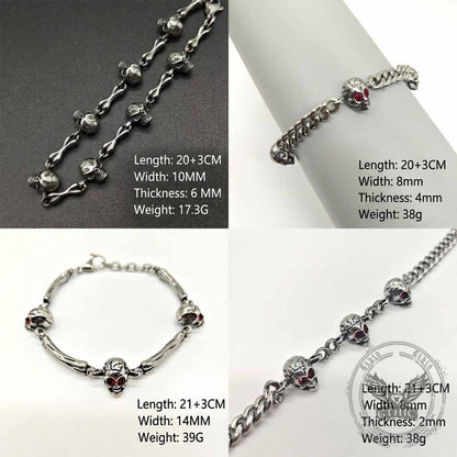 Punk Skull Head Stainless Steel Biker Bracelet