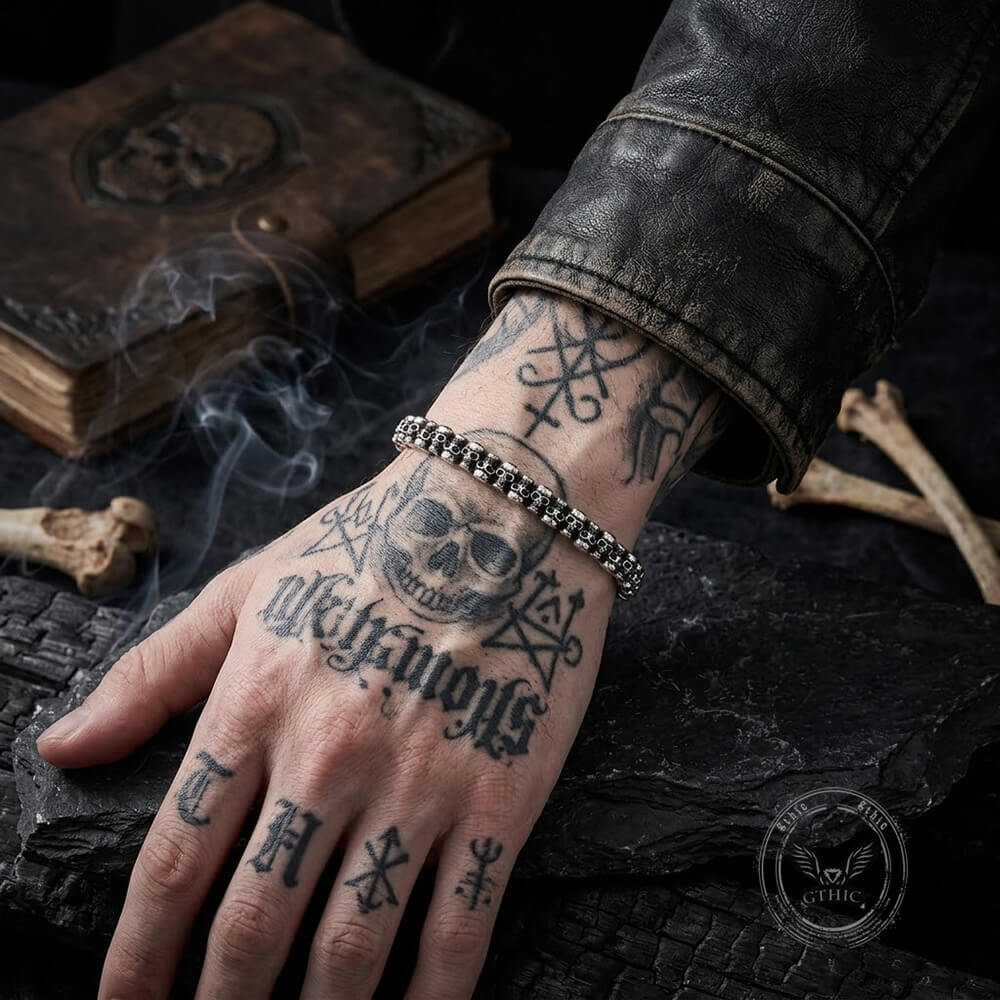Punk Skull Head Stainless Steel Open Bracelet