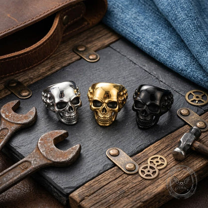 Punk Skull Skeletal Joints Stainless Steel Open Bracelet