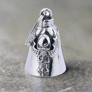 Punk Skull Wings Stainless Steel Guardian Bell Keychain