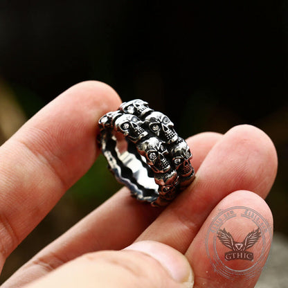 Punk Skulls Stainless Steel Ring
